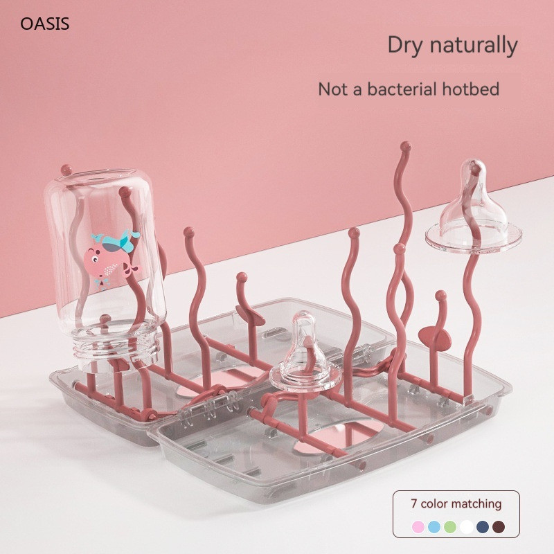 Foldable Bottle Drying Rack with Dust Cover Travel Storage Container ...