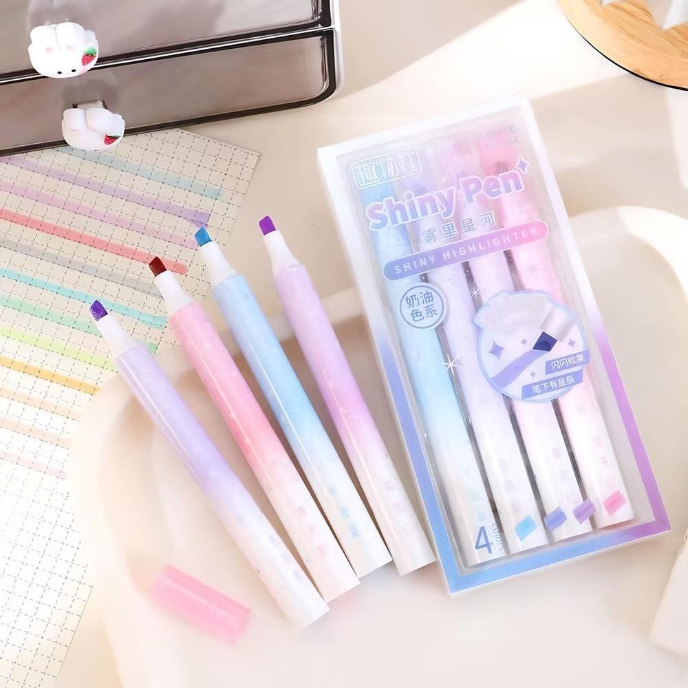 4pcs/set Aesthetic Star Glitter Highlighters Shiny Pen Scrapbook Doodle ...