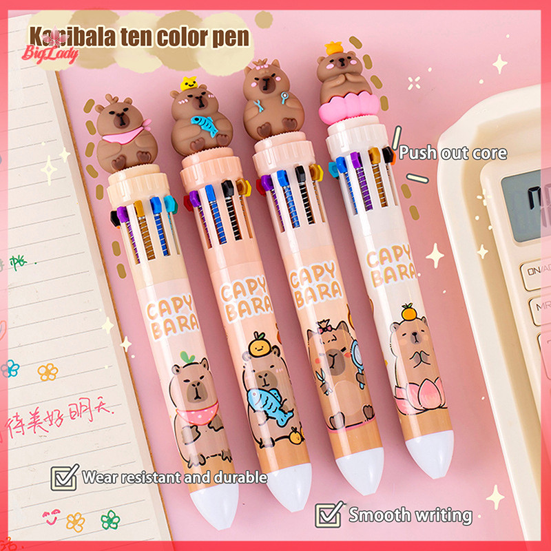 UVLN> Cartoon Capybara 10-Color Ballpoint Pen Cute 0.5mm Colorful Ink ...