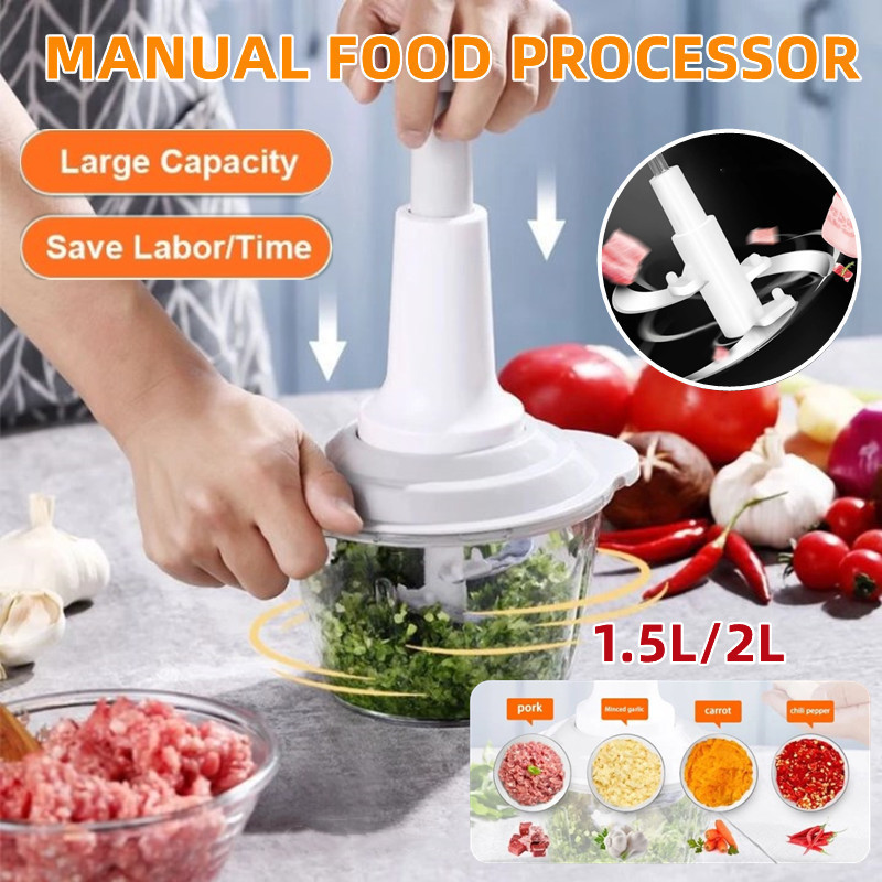 Manual Food Processor Multi-Functional Hand-Powered Kitchen Chopper ...