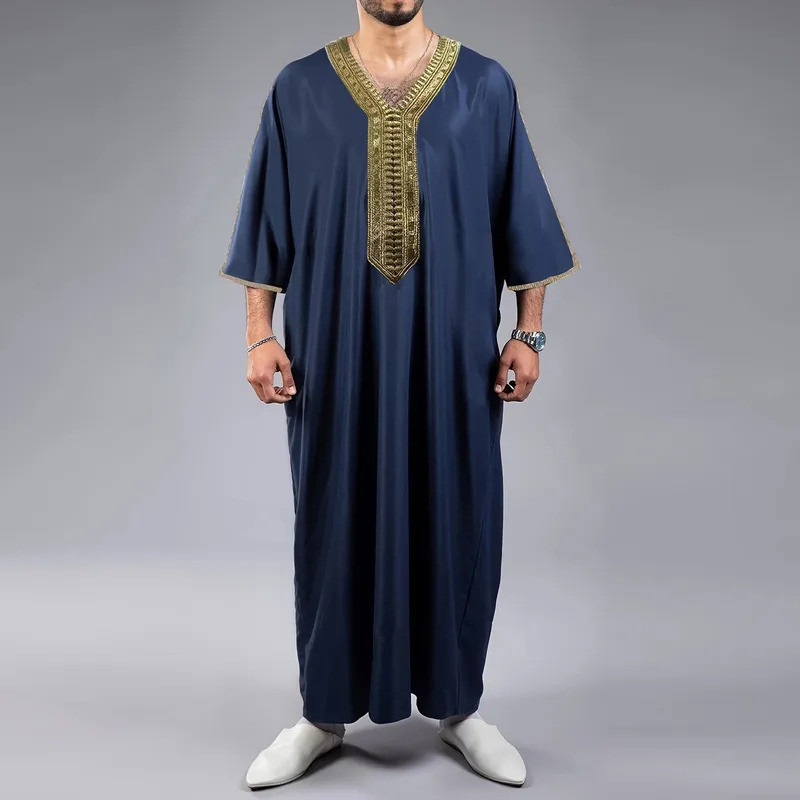 Abiti islamici Omani Robe eleganti da uomo musulmano Abaya bianco puro arabo ara