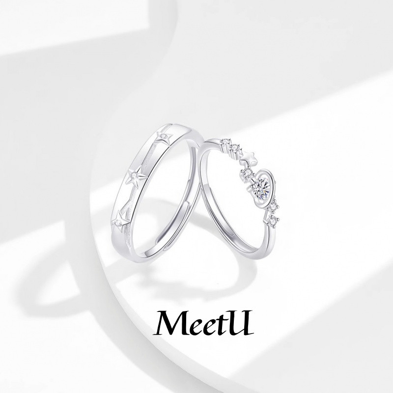 New Love Frequency Ring Couple Rings Simple Niche Star Earth Inlaid ...
