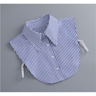 Striped Fake Collar Ladies Simple Cotton Shirt Pointed Collar ...