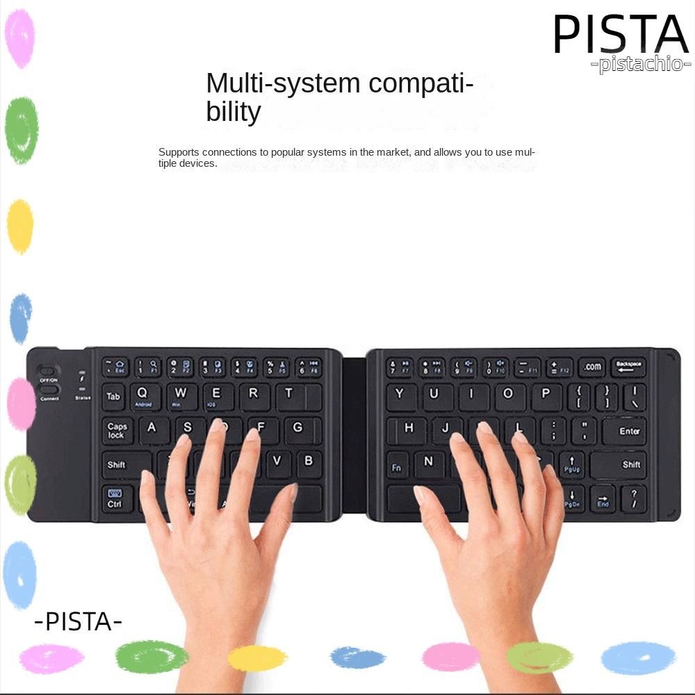 PISTA Folding Bluetooth Keyboard, Wireless Black/White Mini Keyboard ...