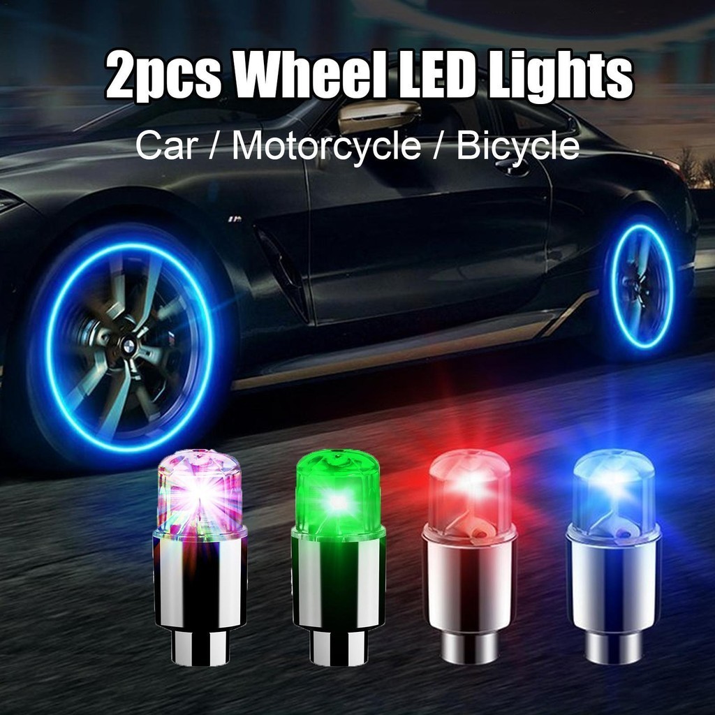 2pcs Car Wheel LED Lights Motorcycle Tire Valves Colorful Lights LED ...
