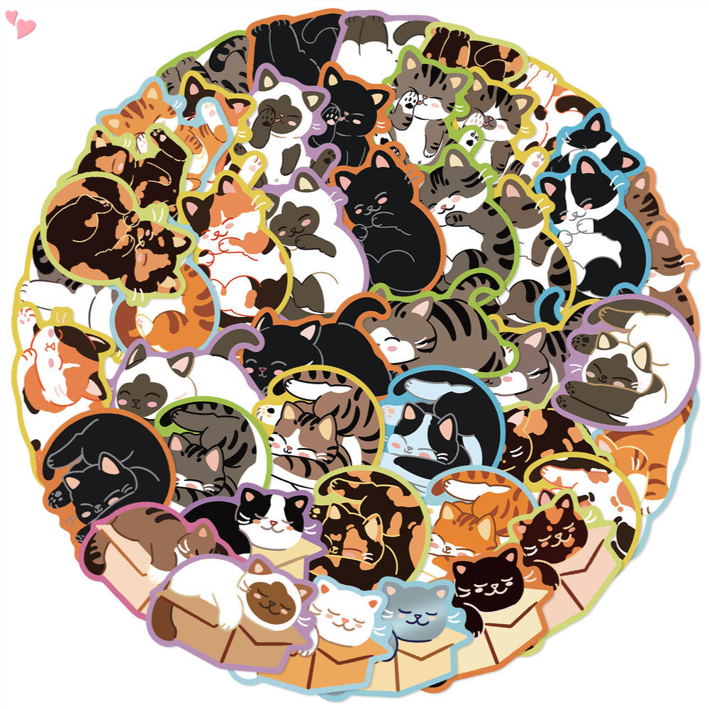100PCS Cute Mix Cat Cartoon Animals Graffiti Stickers DIY Phone Guitar ...