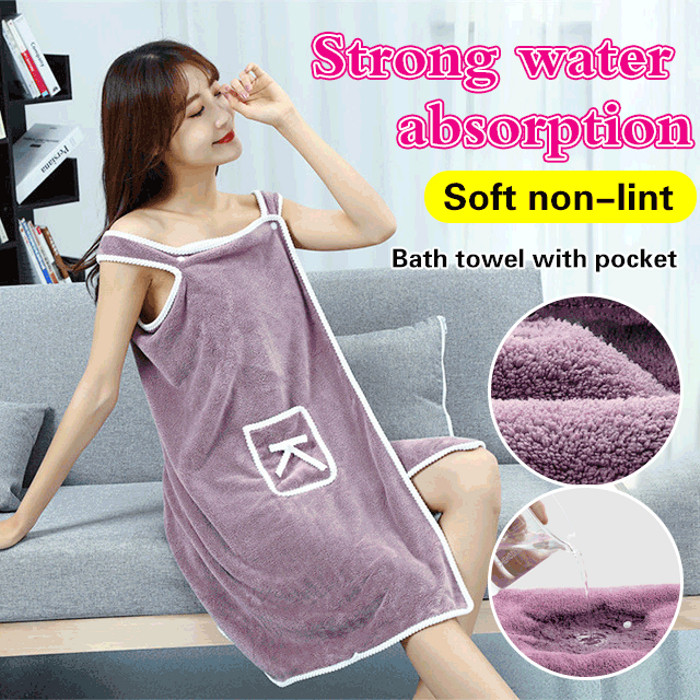 【Hot】Women's Wearable Coral Fleece Bathrobe with Sling for a ...