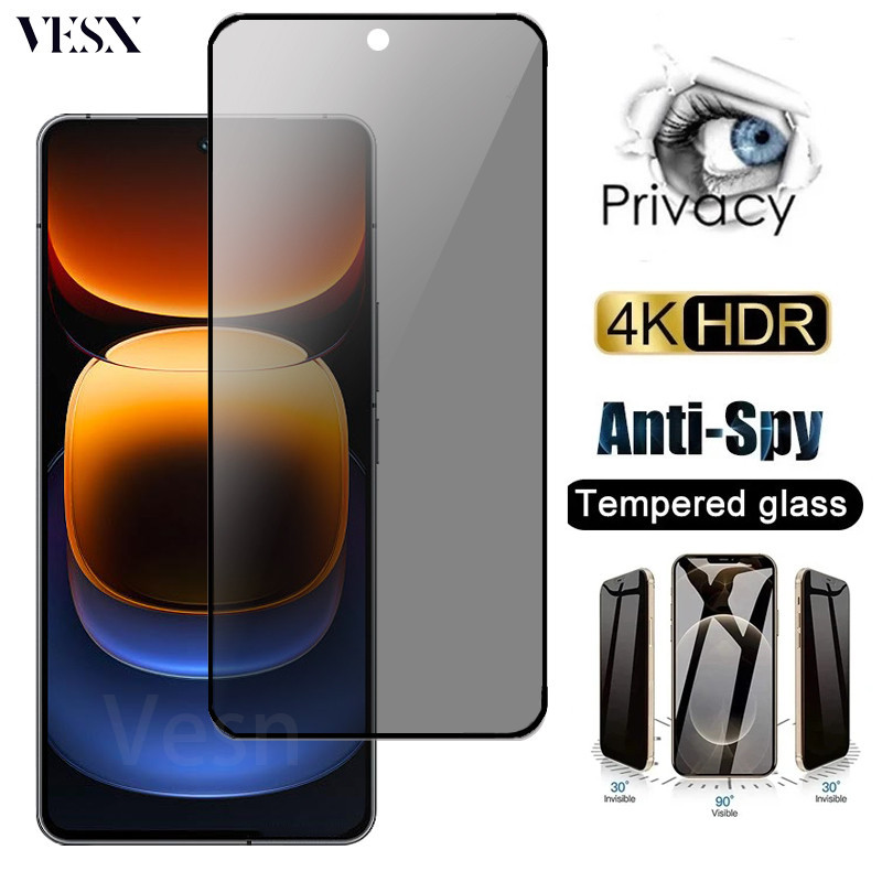 9D Full Cover Anti Spy Tempered Glass Screen Protector For VIVO iQOO 12 ...