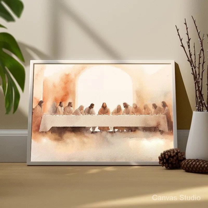 The Last Supper Jesus Christ Bible Wall Art Canvas Painting Christian ...