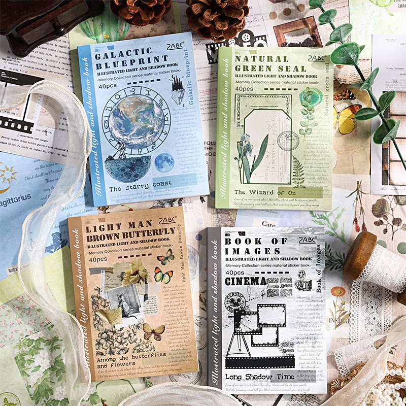Journamm 40 PCS Vintage Washi Paper Stickers for Junk Journal DIY ...