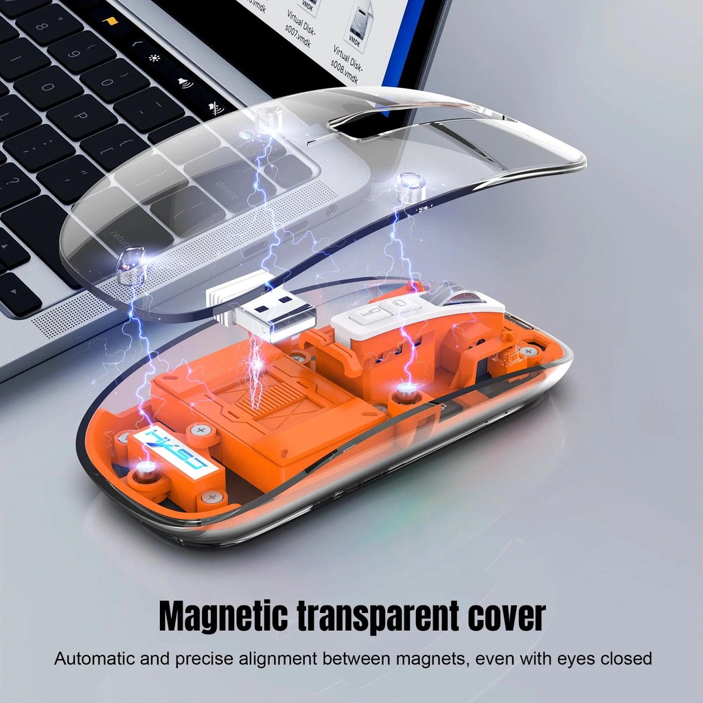 3Mode Transparent Wireless Mouse 2.4G Bluetooth Mouse 2400DPI ...