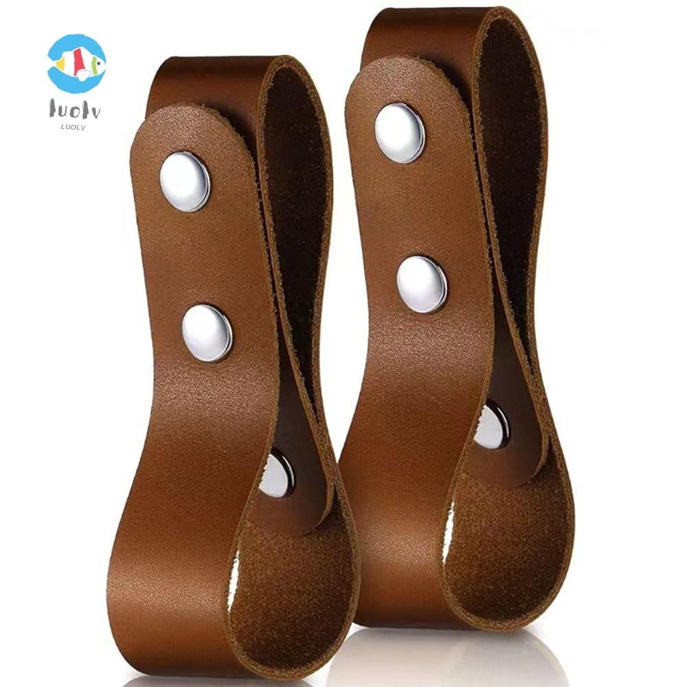 LUOLUVO 1pc Leather Whip Holster, Handmade PU Leather Belt Whips Holder