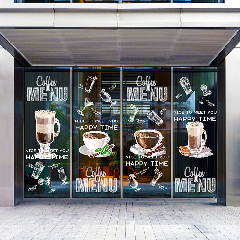 Shopping Mall Coffee Shop Electrostatic Film Restaurant Coffee Drink ...