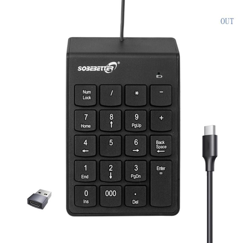 OUT Wire Numeric Keypad 19-Key Corded Type C USB Number Pad External ...