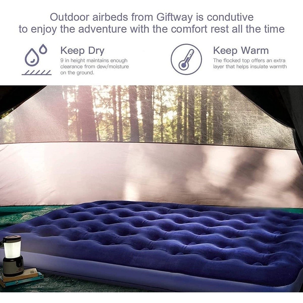 Inflatable air bed Double Person airbed WITH FREE Manual Air Pump WITH ...