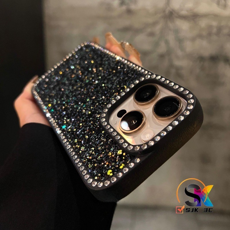 【Four cornered Diamond studded glitter powder】 Phone case for iPhone 16 ...