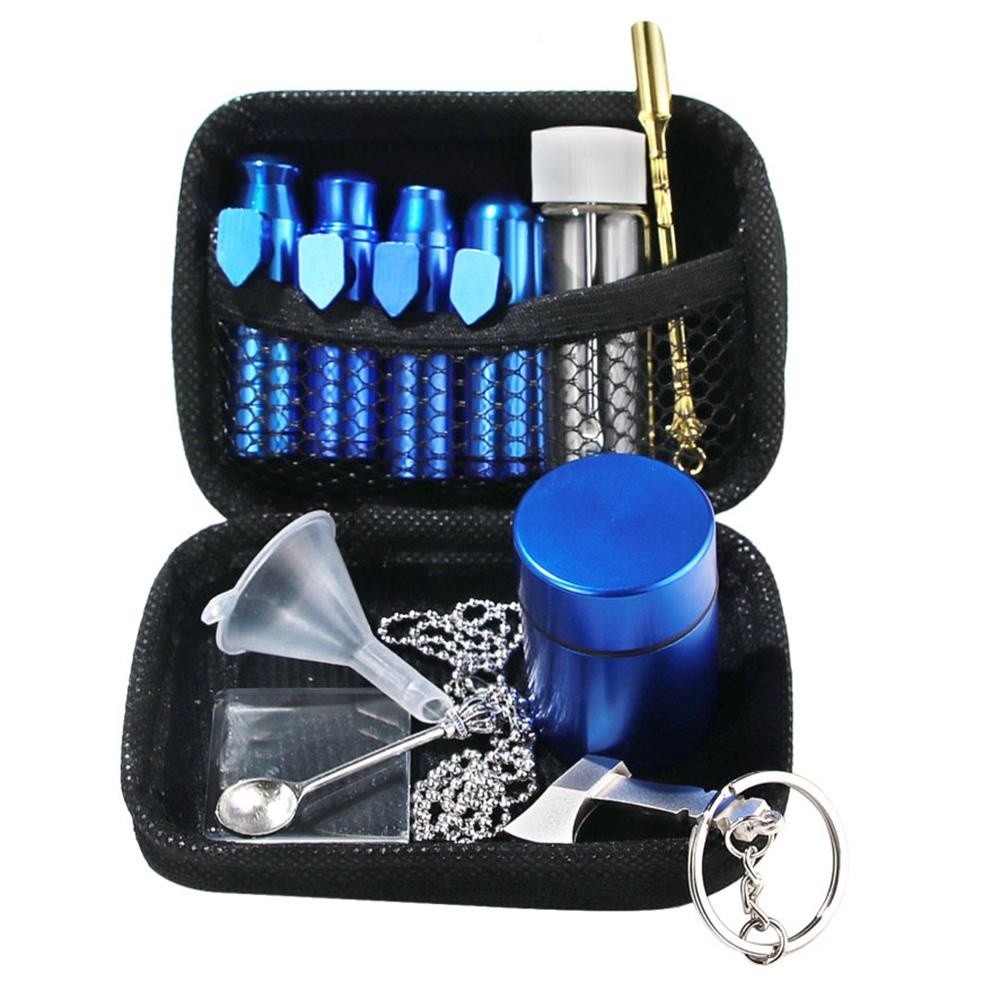 Aluminum Alloy Snuff Snorter Set Bag with Metal Spoon Funnel Storage ...