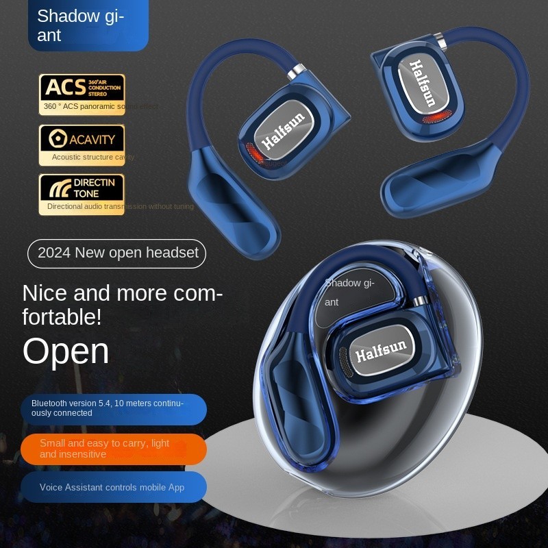 2024 New Wireless Bluetooth Headset OWS Ear-catching Long Battery Life  Noise-reducing Crystal Texture Is Small and