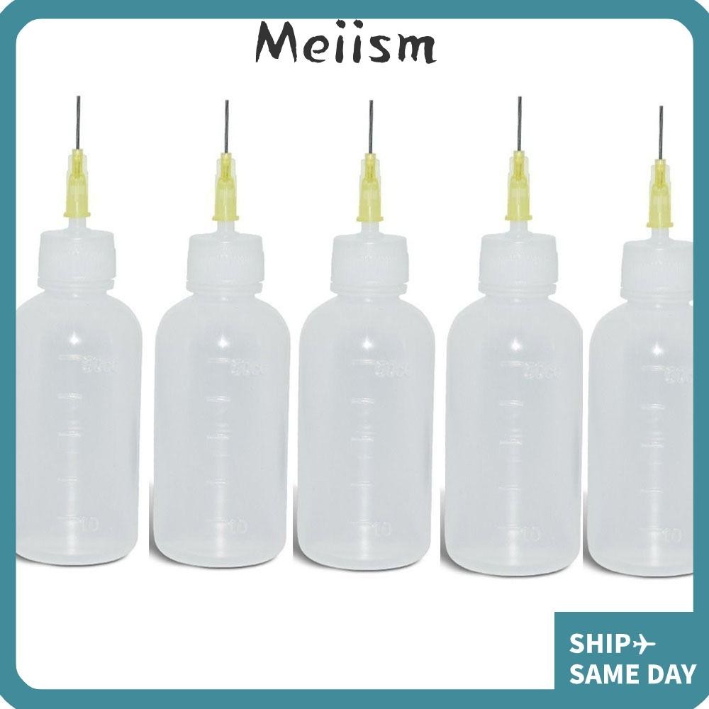 MEIISM 5pcs Liquid Flux Dispenser, PE+Stainless Steel Leak Proof Needle