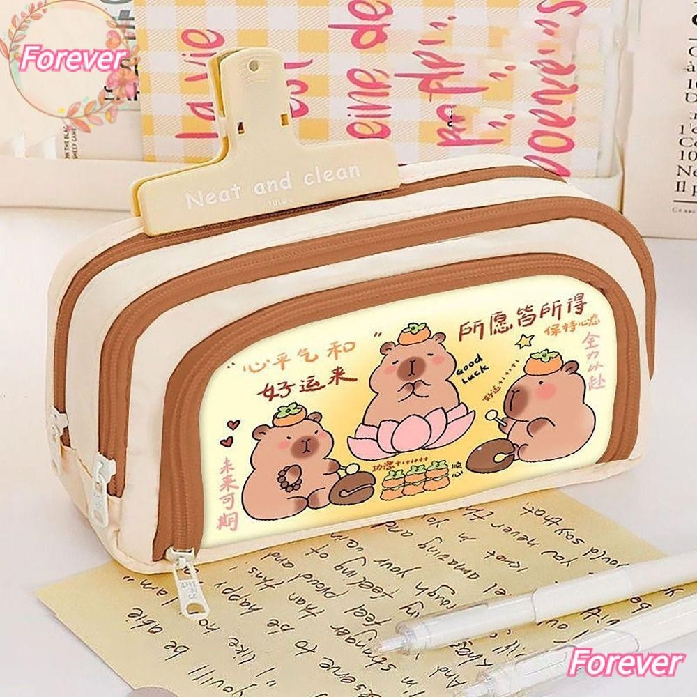 FOREVER Pen Bag, Capybara Three Layers Pencil , High Quality Large ...