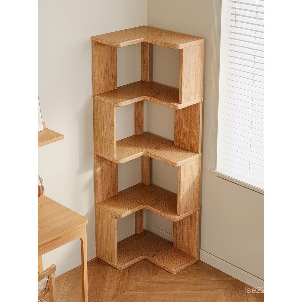 Solid Wood Corner Bookshelf Floor Storage Rack Living Room Corner ...