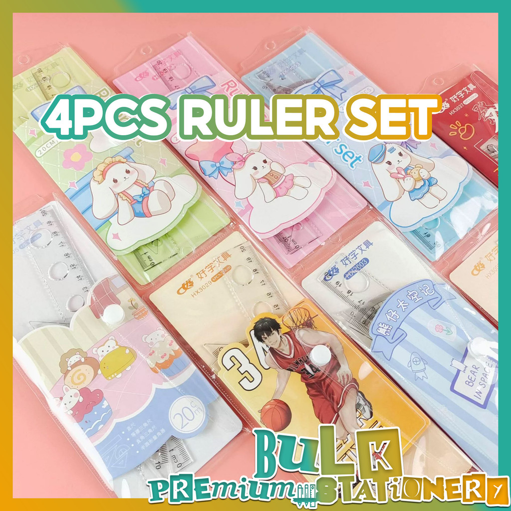 BULK 4pcs/Set Capybara Ruler Set Cartoon Straight Triangle Ruler ...