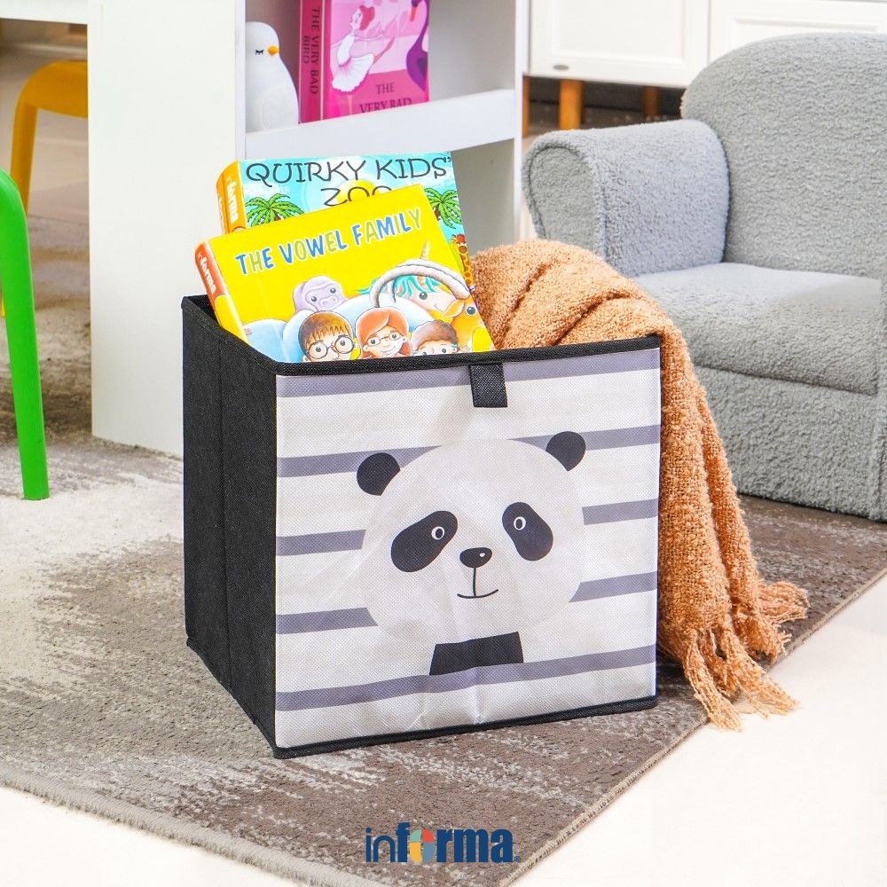 Informa 29x23x29 cm Panda Pattern Folding Storage Box - Black ...
