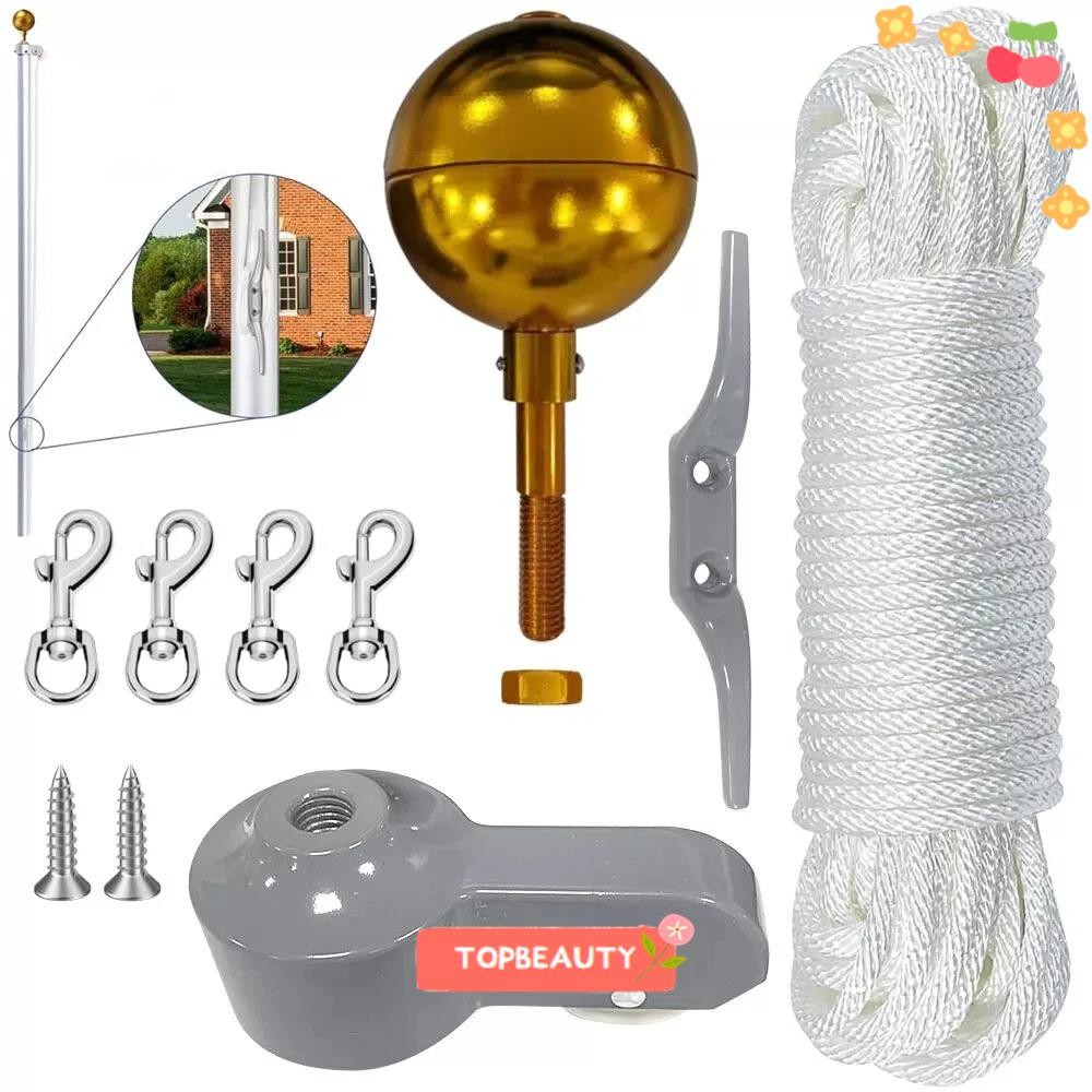 BEAUTY Flag Pole Tool Set, Nylon Braided Rope Aluminum Alloy Flag Pole ...
