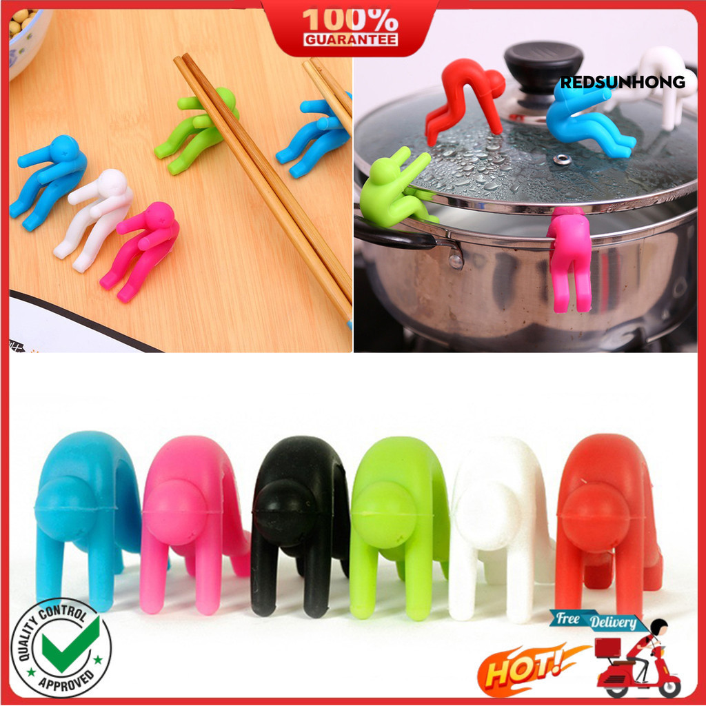 COD Pot Lid Holder Human-Shaped Pot Lid Lifter Holder Reusable Silicone ...