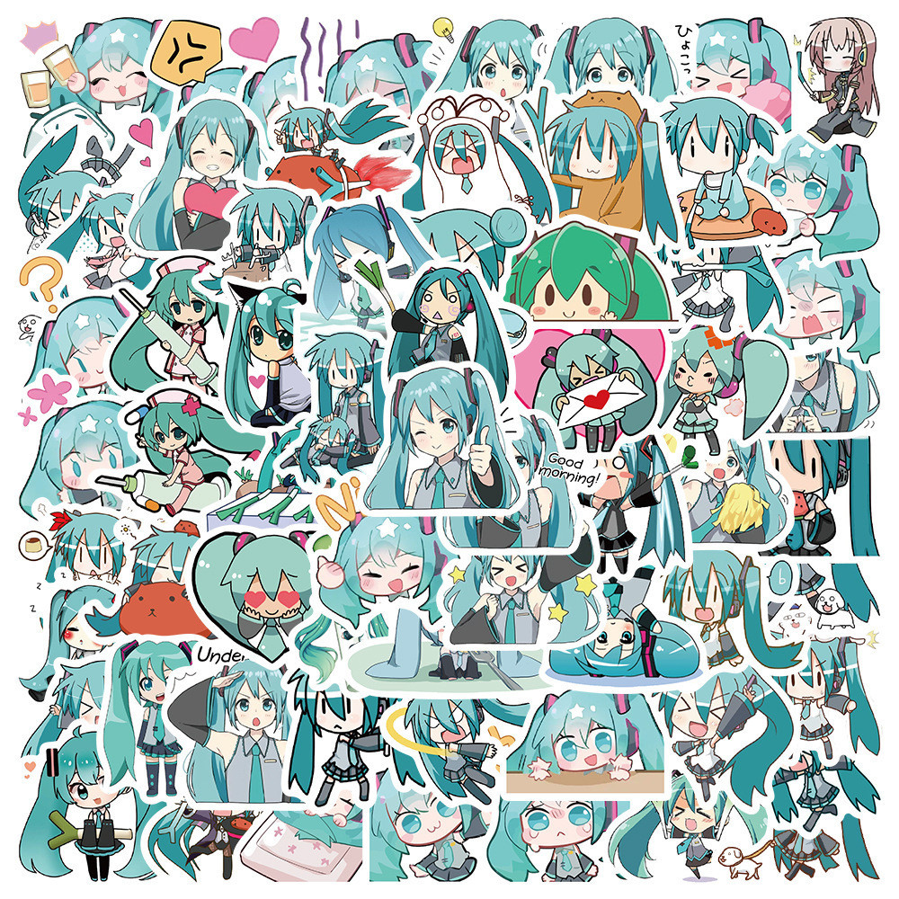 65 pcs Funny Cute Hatsune Miku Cartoon Waterproof PVC Stickers | Shopee ...
