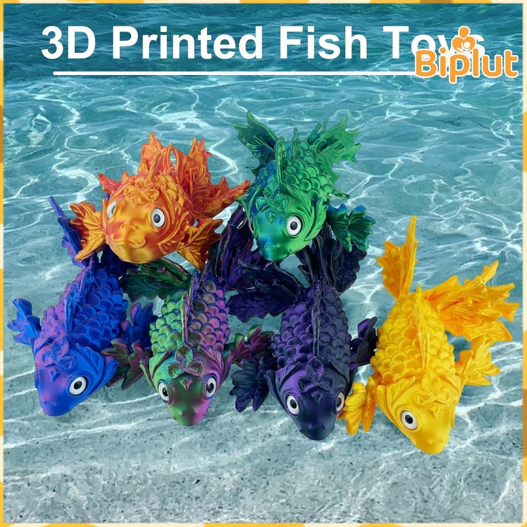 BIPLUT 3D Printed Fish Action Figure Multi-jointed Movable Colorful ...