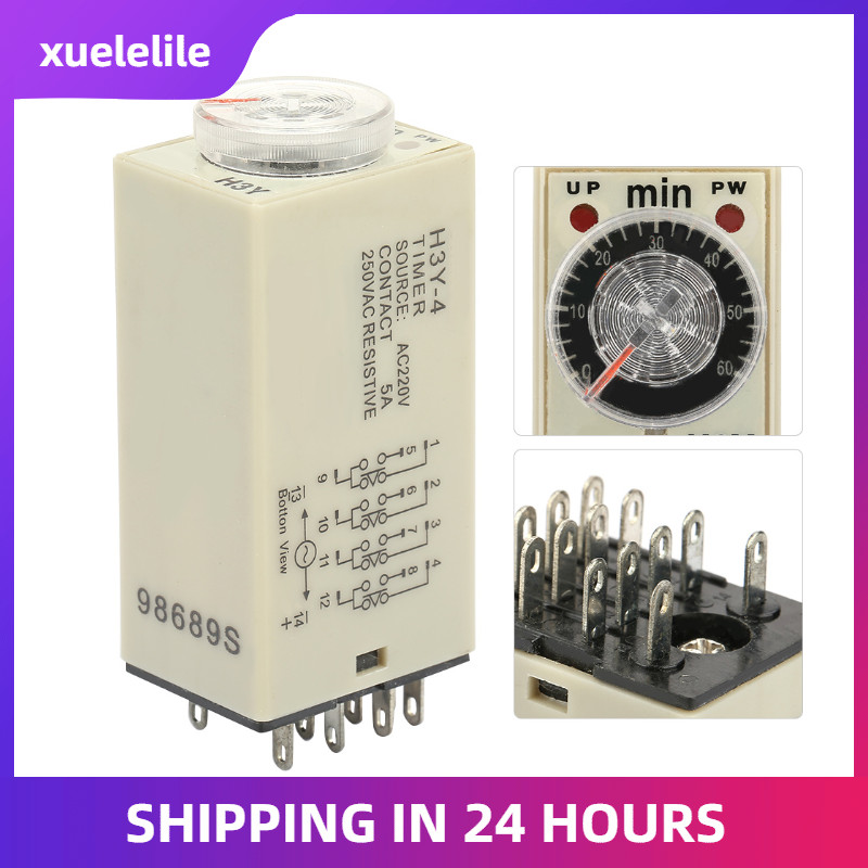 H3Y-4 Power Timer Relay On Delay Timer Relay 0-60 Minutes Time Relay AC ...