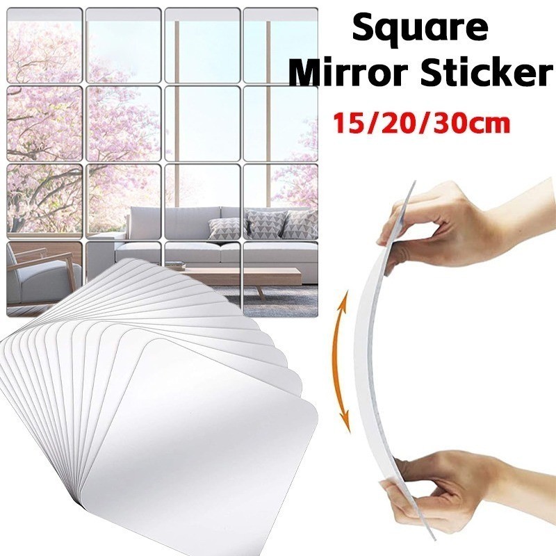Acrylic Square Flexible Mirror Stickers/Non-Glass Removable Wall ...