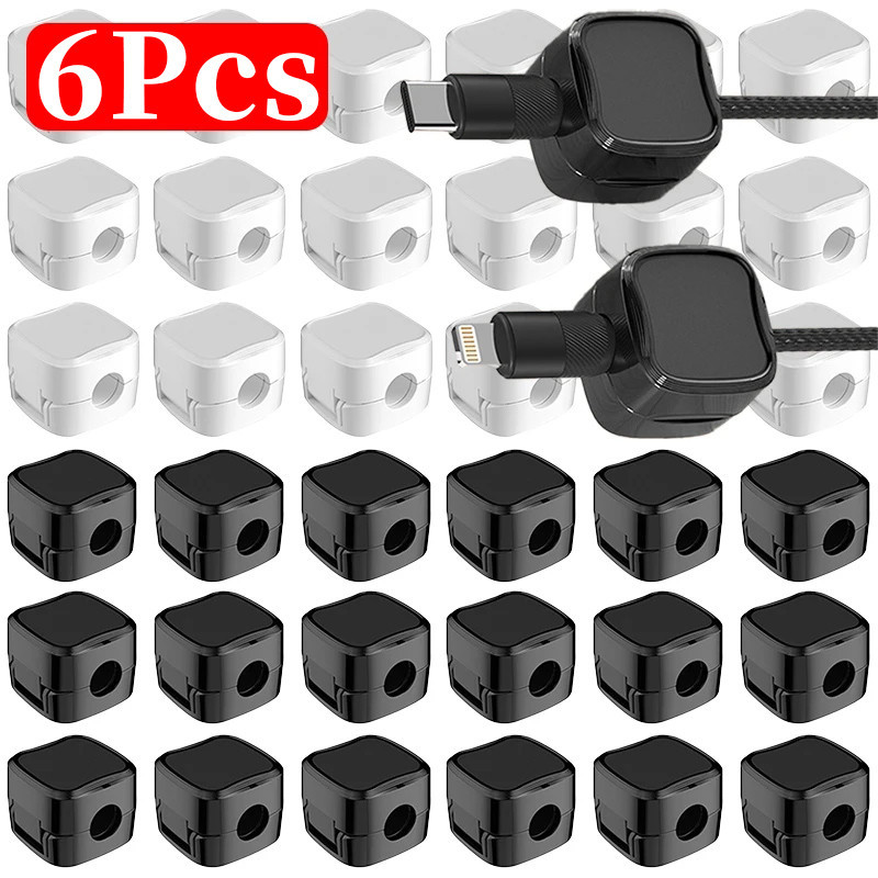 Magnetic Cable Clips For Under Desk Wire Management - 6 Pack, Plastic