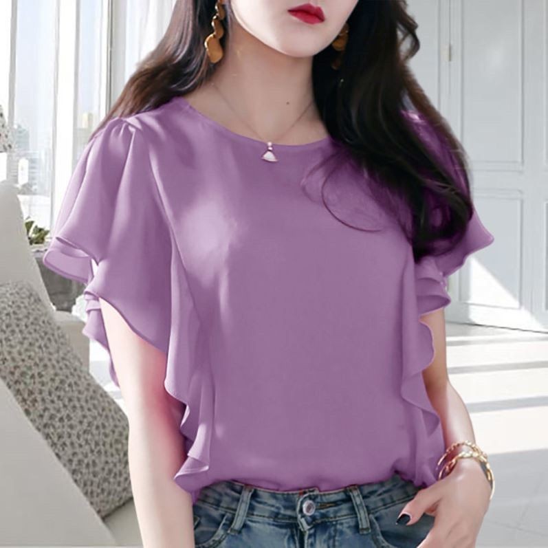 Women's Ruffle Cap Sleeve Blouse – Summer Casual Button-Down Top For Office & Everyday - View #6