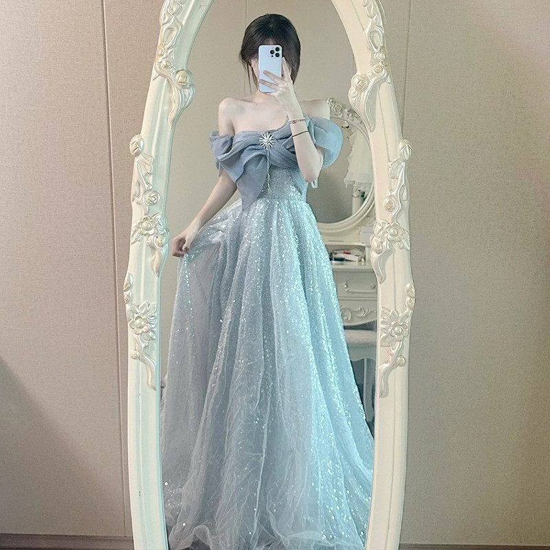 blue dress for 18th birthday Royal Blue Long Satin Lace-up A-line Prom Dress, Royal Blue Wedding Pa –  Cutedressy