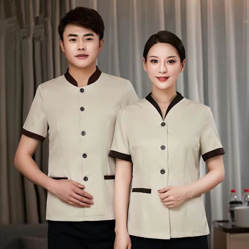 Adult Cleaning Work Uniform Hotel Costume Housekeeping Short Sleeve ...