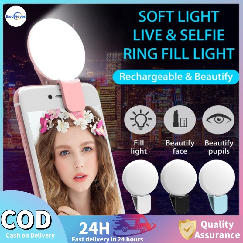 Mini Ring Light Light Rechargeable Selfie Fill Light LED Flash Selfie ...