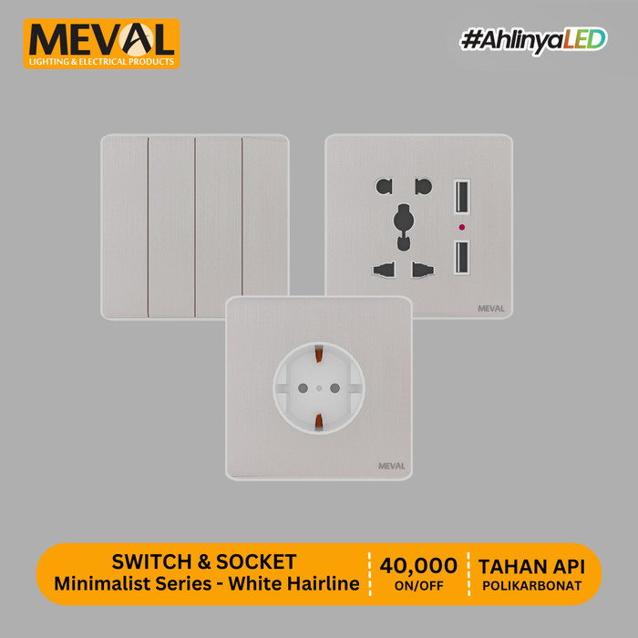 Meval Minimalist Switch Socket and Socket - Pearl White Hairline ...
