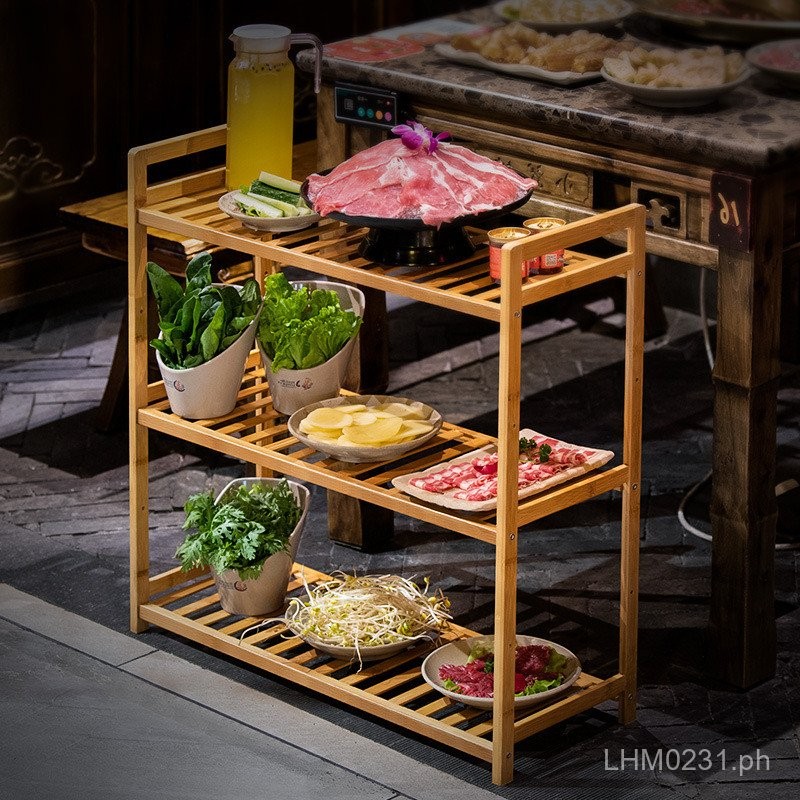 Multi-layer Household Floor-standing Solid Wood Storage Rack for ...