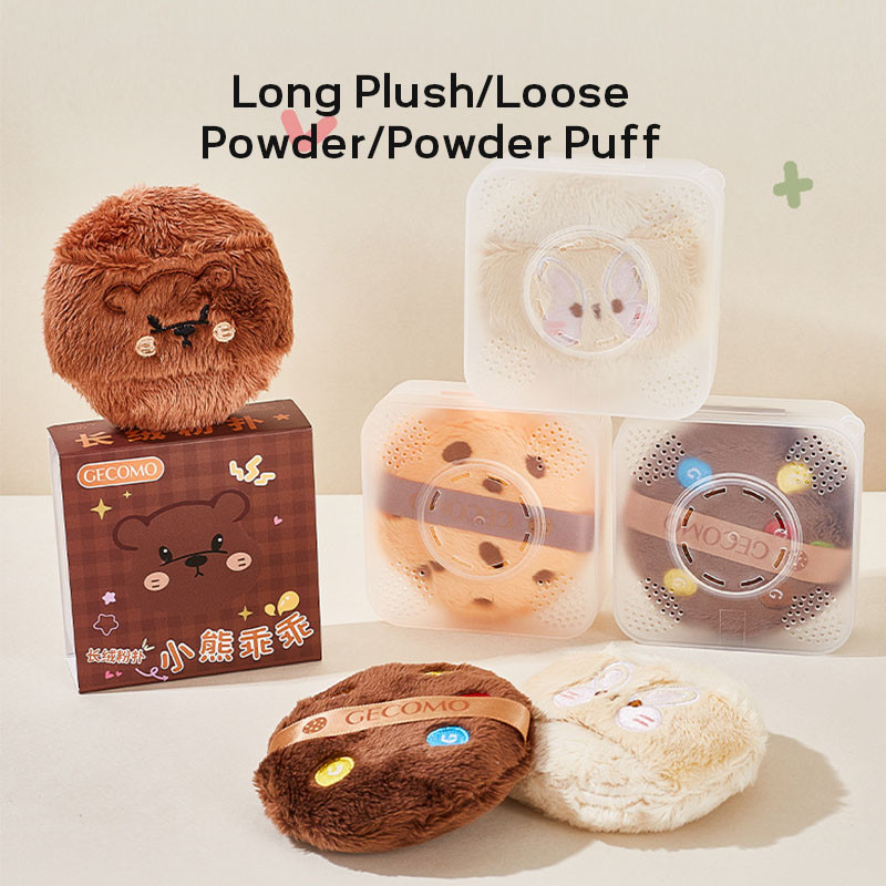 GECOMO Little Bear's cute plush powder puff powder powder blusher set ...