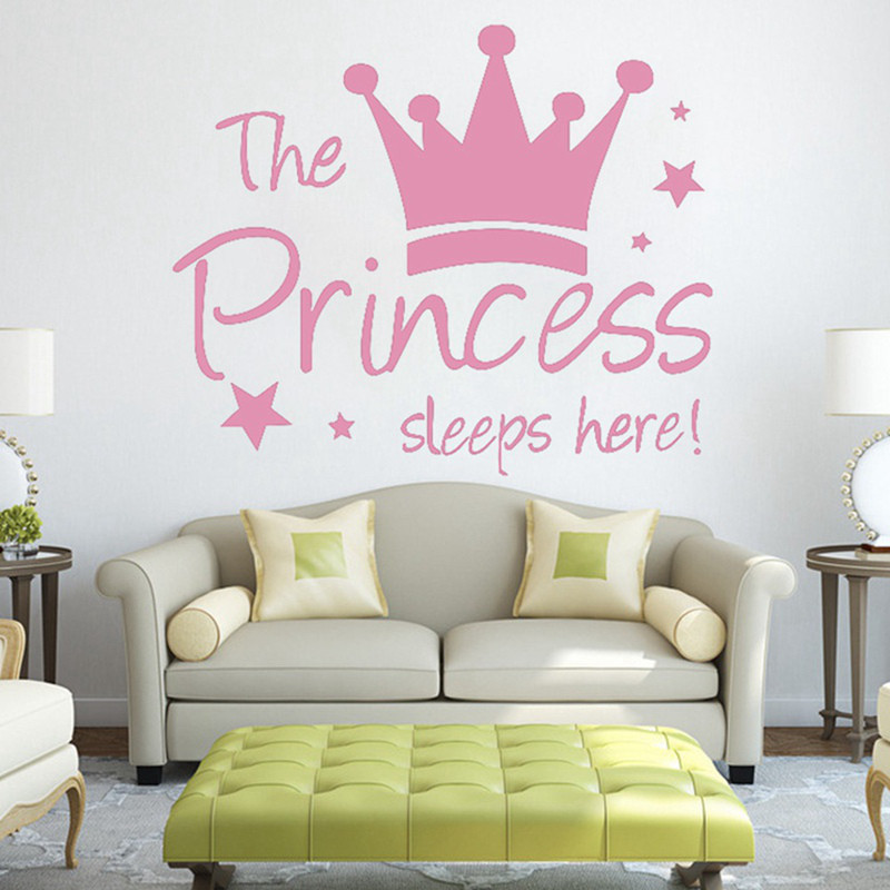 Pink Princess Crown Wall Sticker Decal Mural Wallpaper Decor for Baby ...