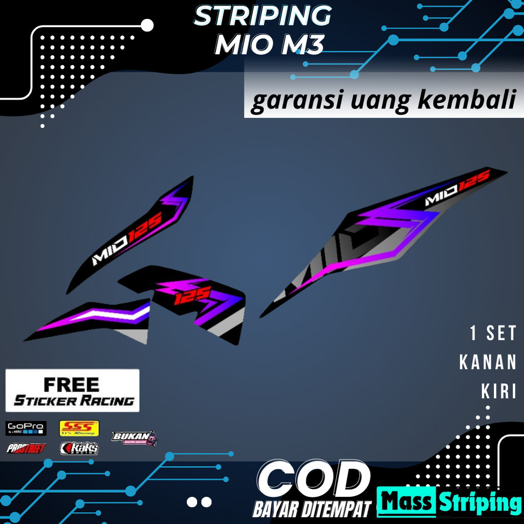 MASS STRIPING MIO M3 MIO Z MIO 125 SEMI FULL BODY COOL simple decal ...