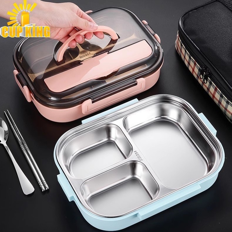304 stainless steel food storage box compartmented lunch box sealed ...