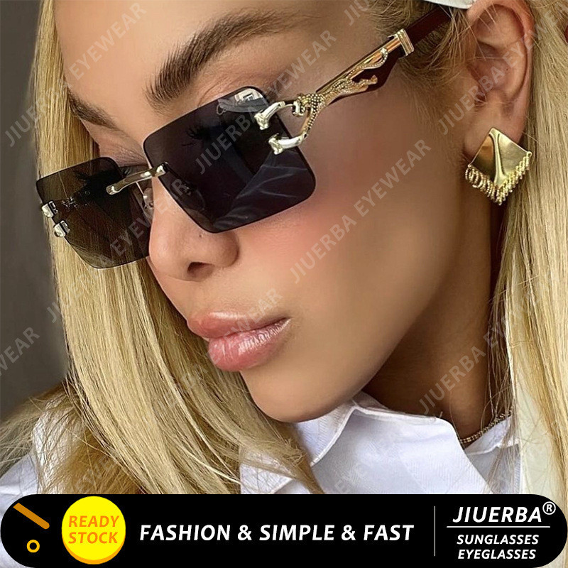 Jiuerba Rimless Square Sunglasses Vintage Cheetah Decorative Sunglasses Shopee Philippines