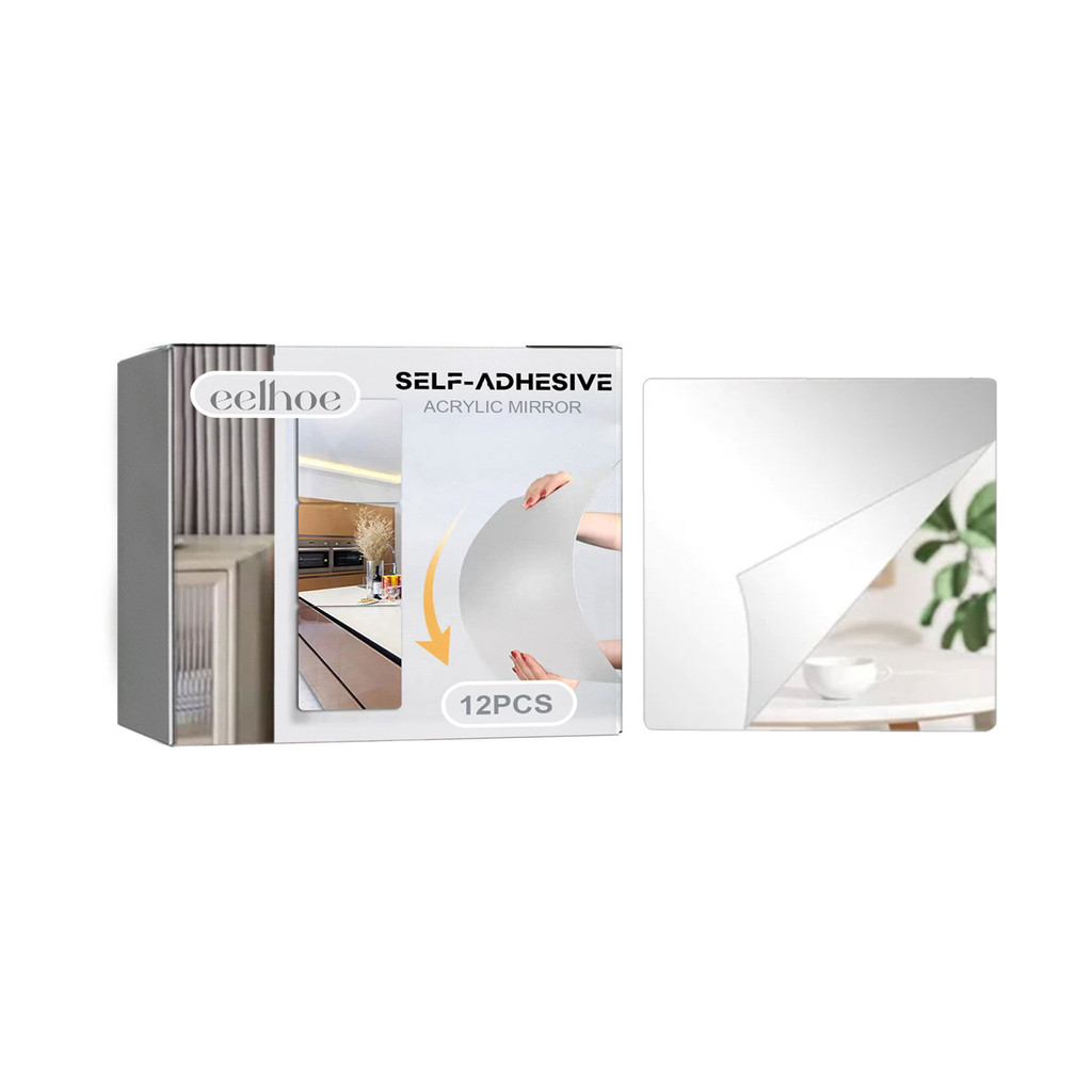 12pcs Set Of Unbreakable Acrylic Mirror Stickers - Self-Adhesive Wall ...