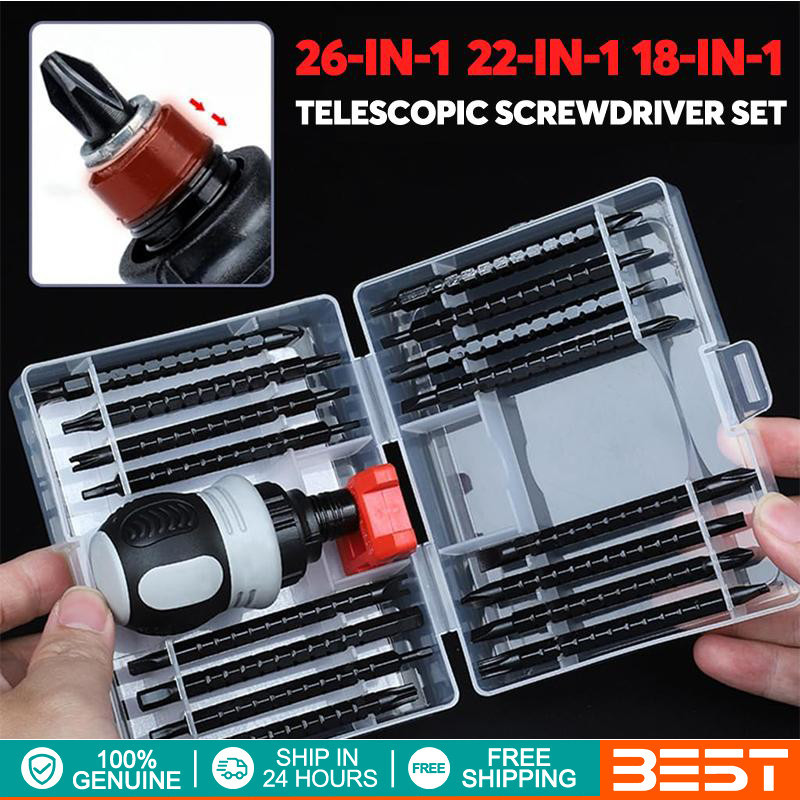 26-in-1 Ratchet Screwdriver Set Mini Hand Tool CRV Cross Groove ...
