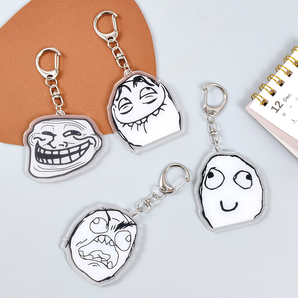 Funny Rage Comic Acrylic Keychains Fashion Anime Keyrings Friend Gifts ...