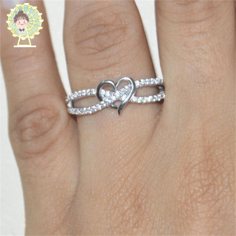 Fashion Heart-Shaped Ring Simple And Elegant Ring Heart-Shaped Diamond ...