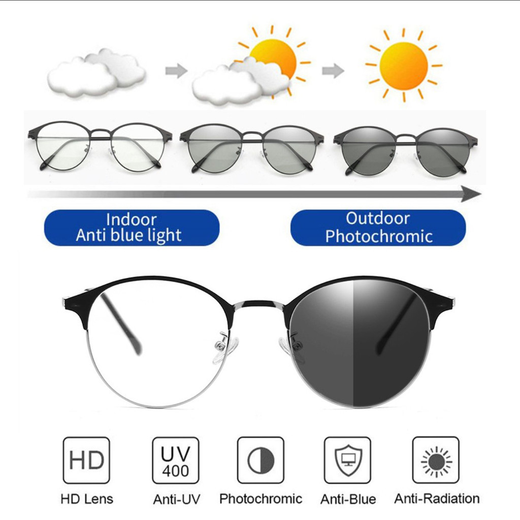 Uv Protection Photochromic Uv400 Blue Light Photochromic Glasses